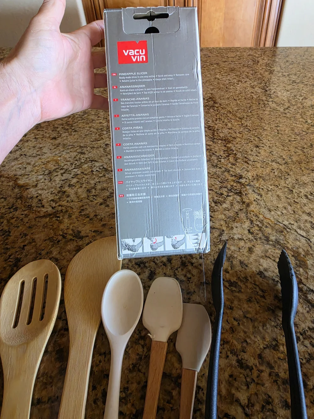 Vacu Vin Pineapple Slicer & Mixed Kitchen Utensil Set - Natural Wood Set/9 EUC